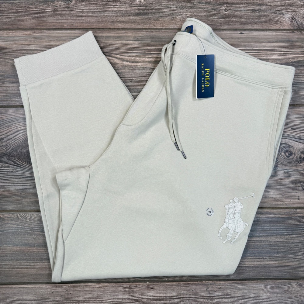 Polo Ralph Lauren‎ Mens Jogger Sweatpants Size 4XB Beige Big Pony Fleece NWT
